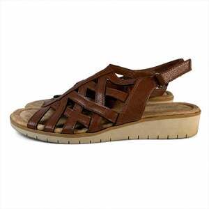 Easy Street Women's Brown Strappy Wedge Sandals